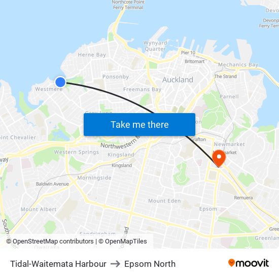 Tidal-Waitemata Harbour to Epsom North map