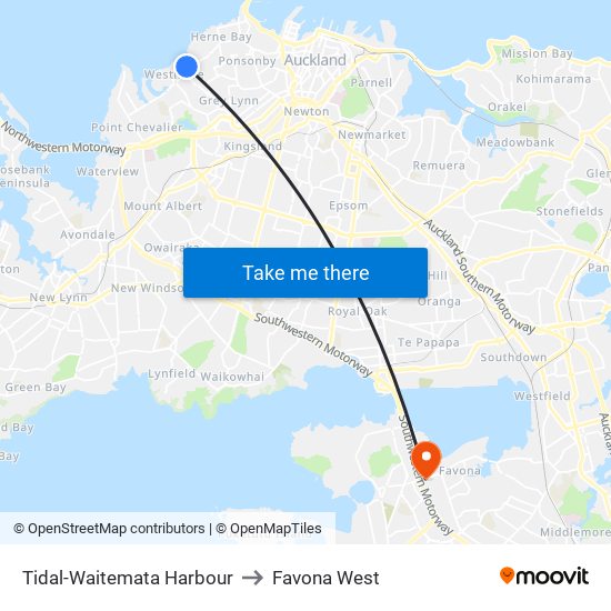 Tidal-Waitemata Harbour to Favona West map