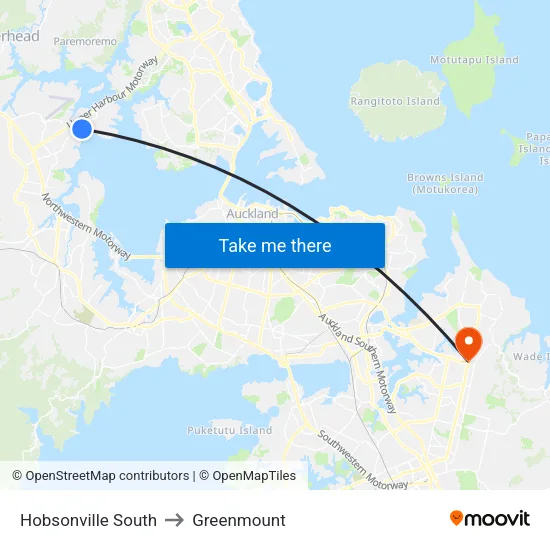 Hobsonville South to Greenmount map