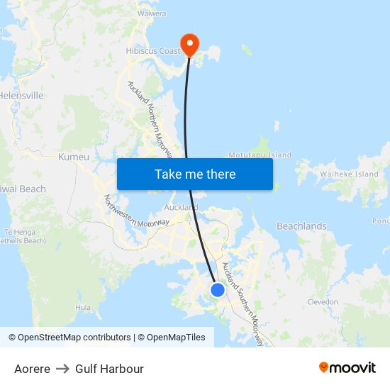 Aorere to Gulf Harbour map