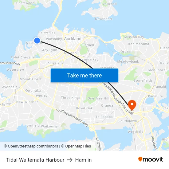 Tidal-Waitemata Harbour to Hamlin map