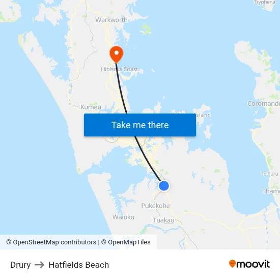 Drury to Hatfields Beach map