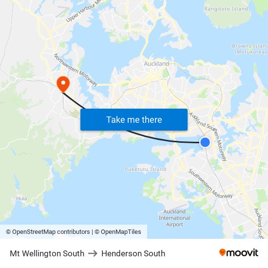 Mt Wellington South to Henderson South map