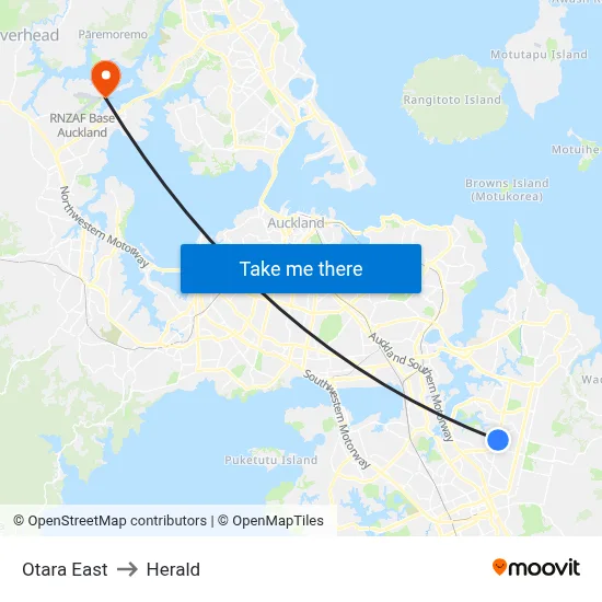 Otara East to Herald map