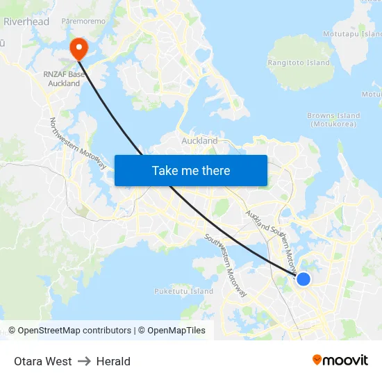 Otara West to Herald map
