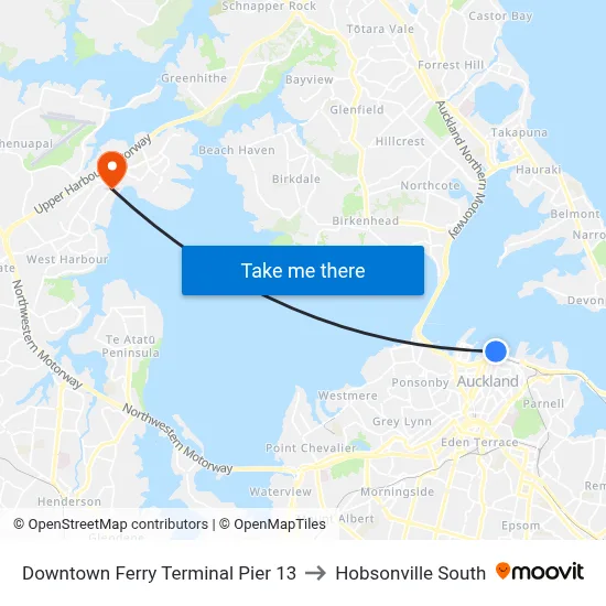 Downtown Ferry Terminal Pier 13 to Hobsonville South map