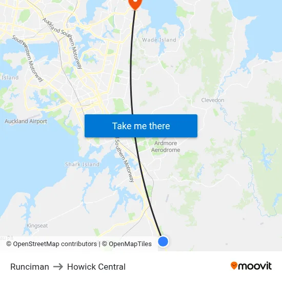 Runciman to Howick Central map
