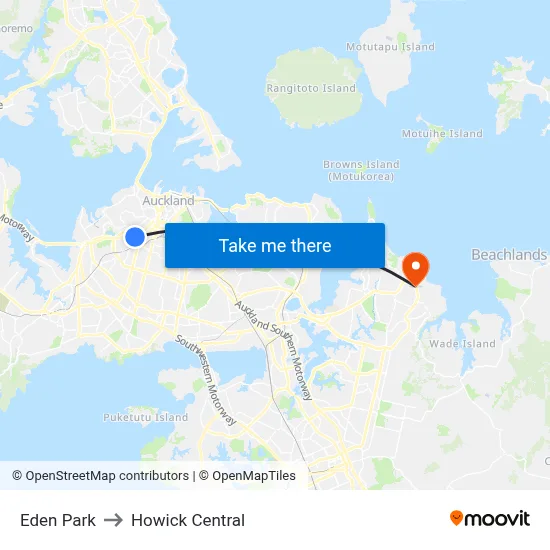 Eden Park to Howick Central map