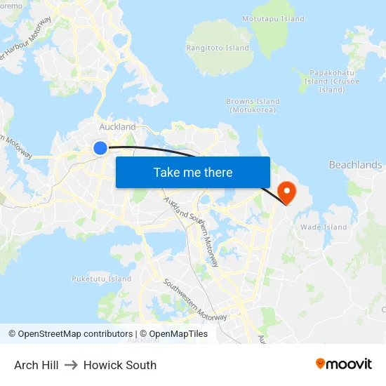 Arch Hill to Howick South map