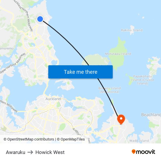 Awaruku to Howick West map