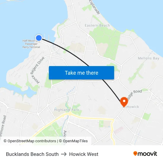 Bucklands Beach South to Howick West map