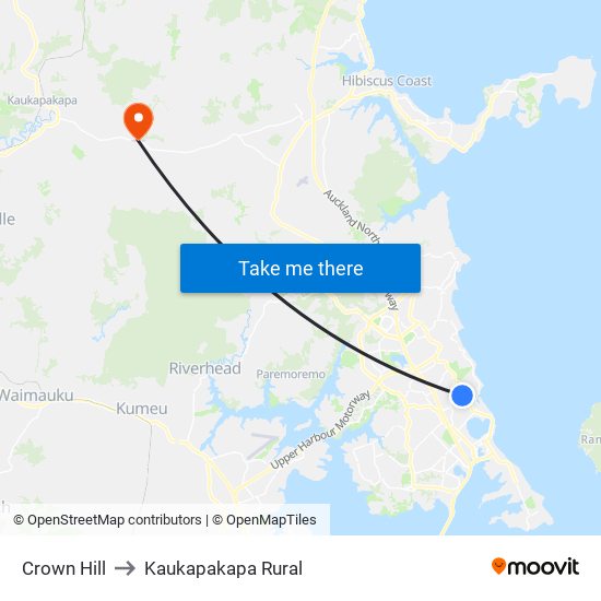 Crown Hill to Kaukapakapa Rural map