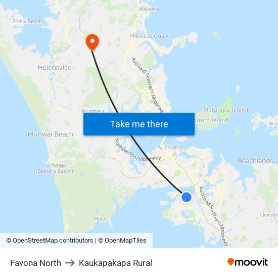 Favona North to Kaukapakapa Rural map