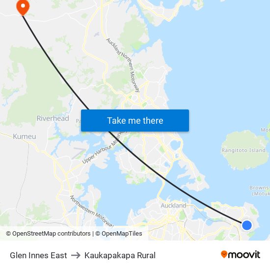 Glen Innes East to Kaukapakapa Rural map