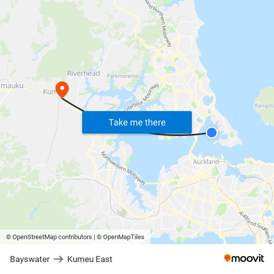 Bayswater to Kumeu East map