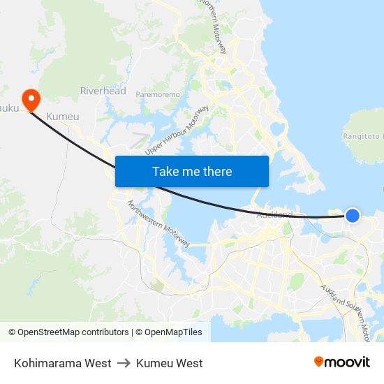 Kohimarama West to Kumeu West map