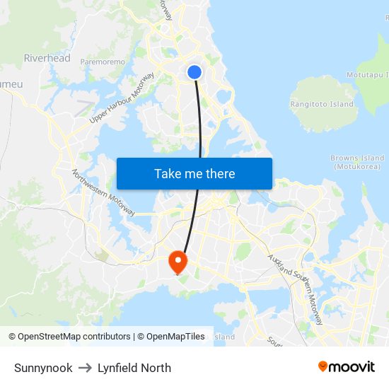 Sunnynook to Lynfield North map