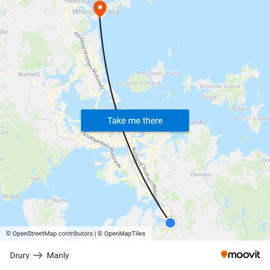 Drury to Manly map