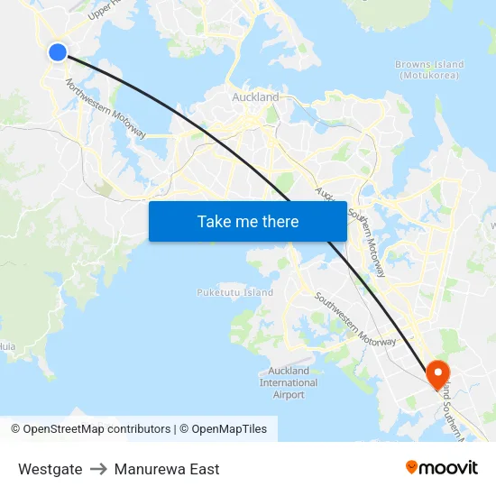 Westgate to Manurewa East map