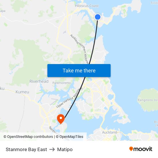 Stanmore Bay East to Matipo map