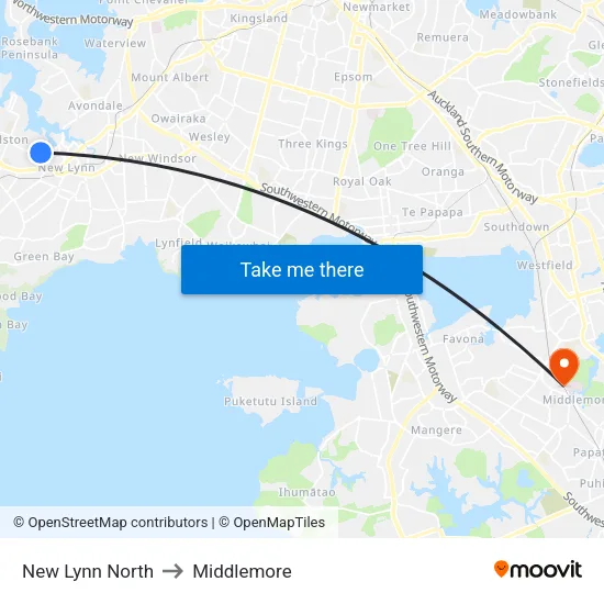 New Lynn North to Middlemore map