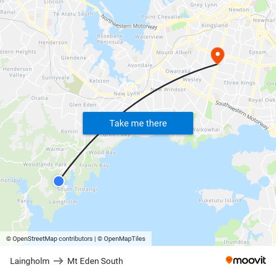 Laingholm to Mt Eden South map