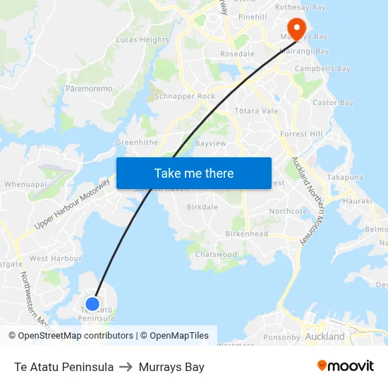 Te Atatu Peninsula to Murrays Bay map
