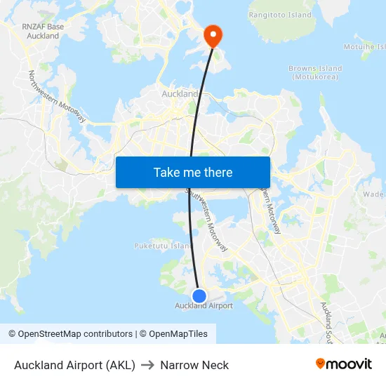 Auckland Airport (AKL) to Narrow Neck map