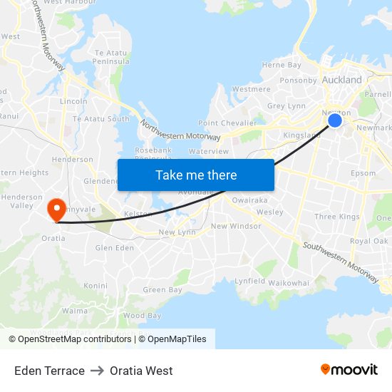 Eden Terrace to Oratia West map