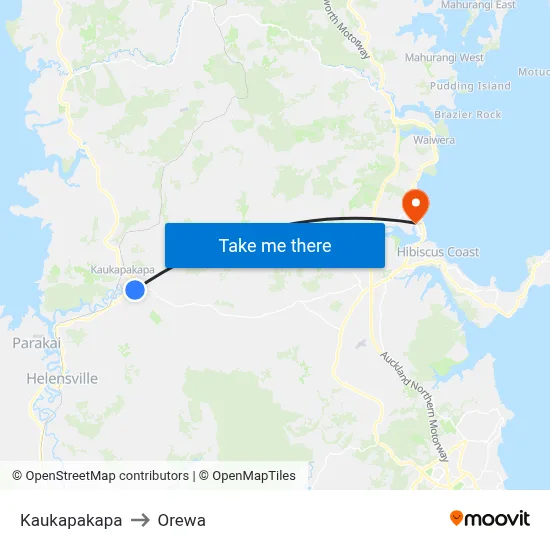 Kaukapakapa to Orewa map