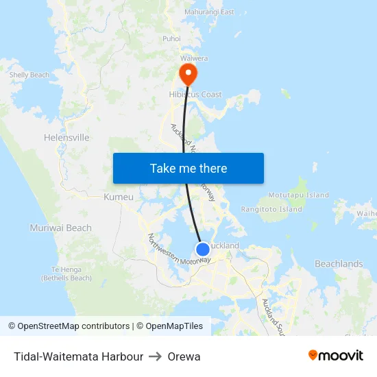 Tidal-Waitemata Harbour to Orewa map