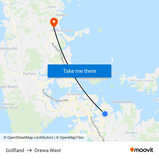 Golfland to Orewa West map