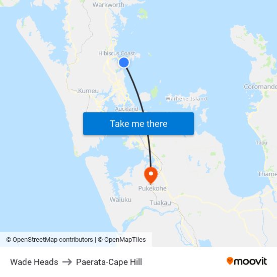 Wade Heads to Paerata-Cape Hill map