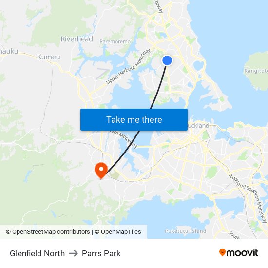 Glenfield North to Parrs Park map