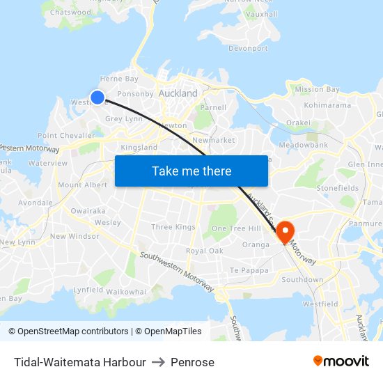 Tidal-Waitemata Harbour to Penrose map