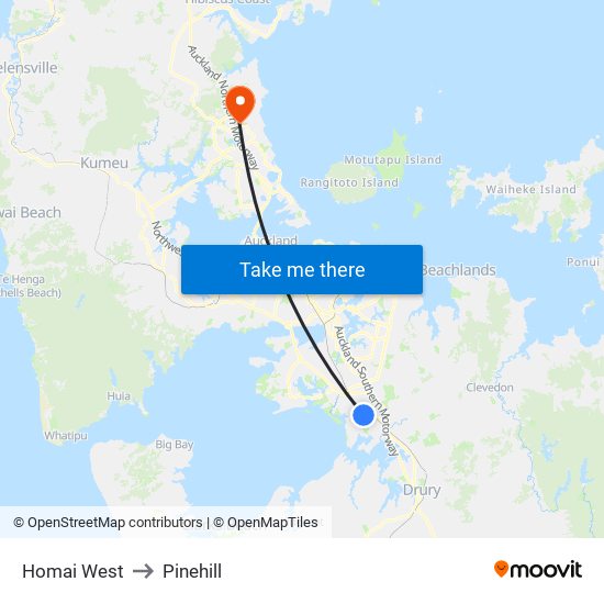 Homai West to Pinehill map