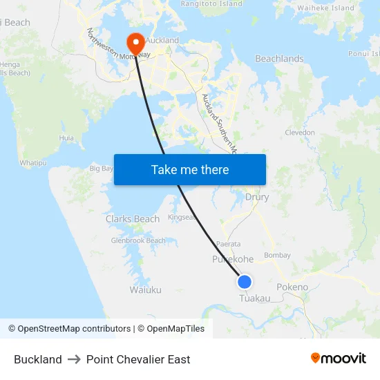 Buckland to Point Chevalier East map