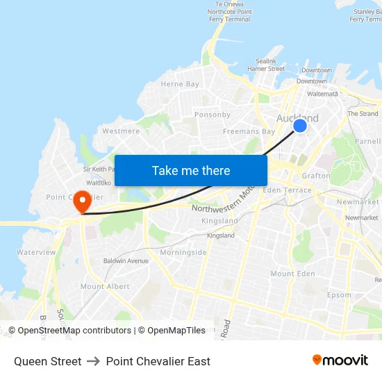 Queen Street to Point Chevalier East map