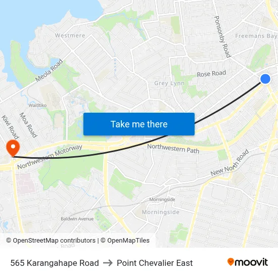 565 Karangahape Road to Point Chevalier East map