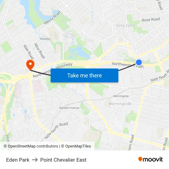 Eden Park to Point Chevalier East map