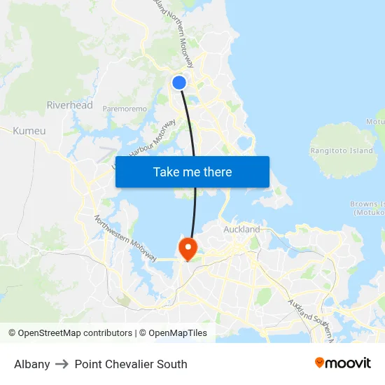 Albany to Point Chevalier South map