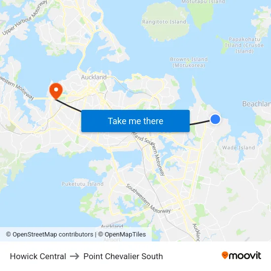 Howick Central to Point Chevalier South map
