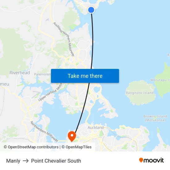 Manly to Point Chevalier South map