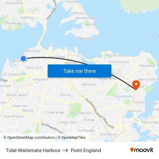 Tidal-Waitemata Harbour to Point England map