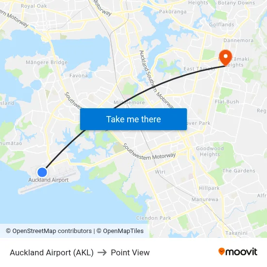 Auckland Airport (AKL) to Point View map