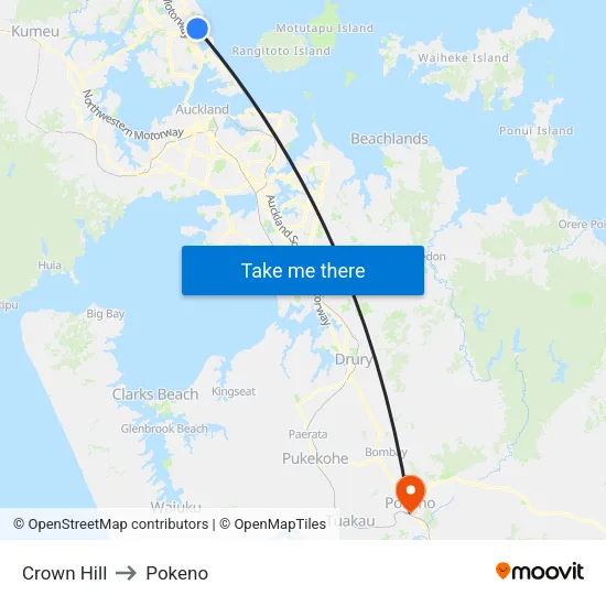 Crown Hill to Pokeno map