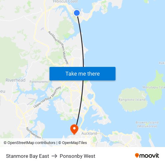 Stanmore Bay East to Ponsonby West map