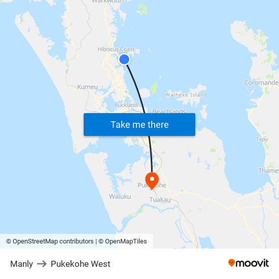 Manly to Pukekohe West map
