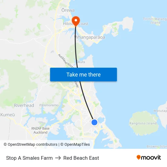 Stop A Smales Farm to Red Beach East map