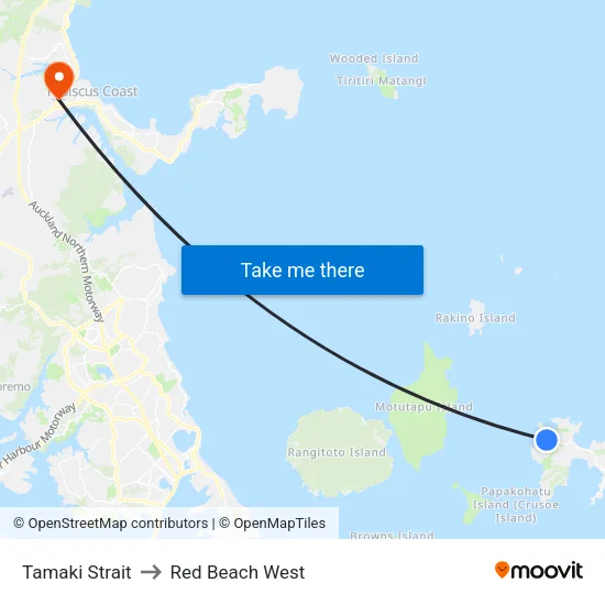 Tamaki Strait to Red Beach West map